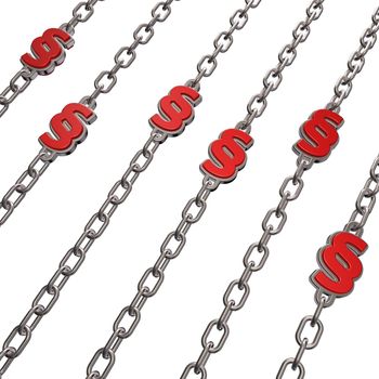 chains with paragraph symbol on white background - 3d illustration