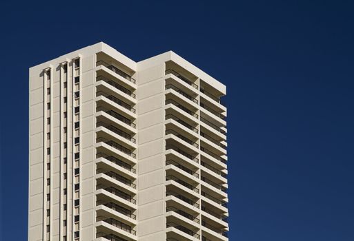 Resort building against a perfect blue sky