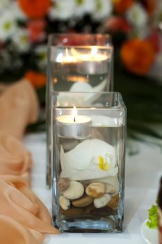 A close up of a Candle Decoration table 