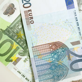 Background from a lot of euro banknotes