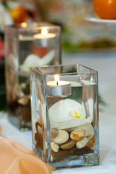 A close up of a Candle Decoration table 