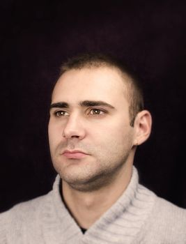 Fashion Portrait of a european young man.Profile view