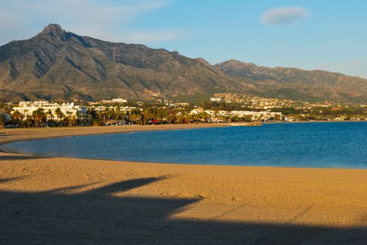Beach in Marbella, a city lcoated in the province of Malaga, Spain.