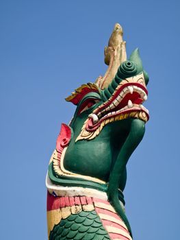 Green naga in Traditional lanna style which is in Wat Suantan (Nan-Thailand)