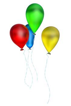 Flying bunch of balloons with helium for holiday