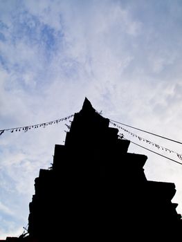 Silhouette Old stupa in Wat Prayawat (Nan-Thailand)