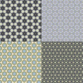 set Vintage shabby background with classy patterns. Seamless vintage delicate colored wallpaper. Geometric or floral pattern on paper texture in grunge style.