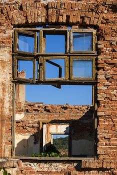 Old grunge destroyed country factory broken windows