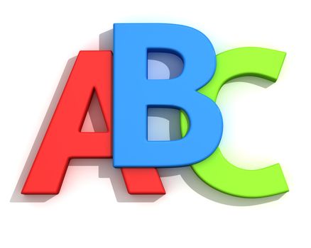 Capital letters A, B, C on the white background