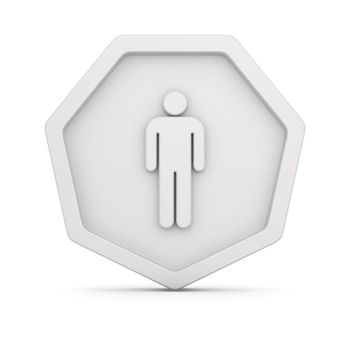 Image of male figure on the white badge