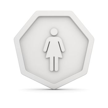 Image of female figure on the white badge