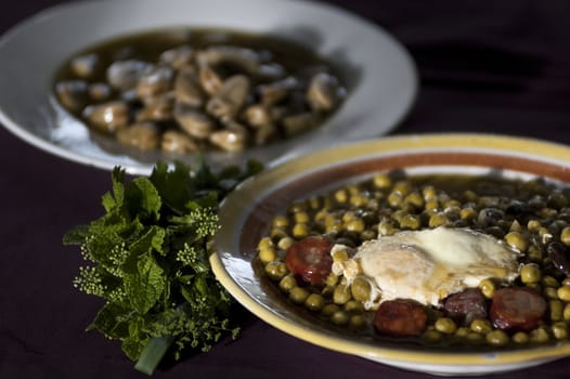 Real food photographed on location in traditional portuguese restaurants, peas soup - sopa de ervilhas - Alentejo, Portugal