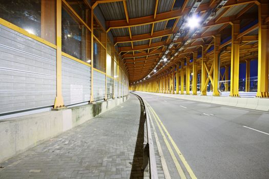 night traffic in the tunnel