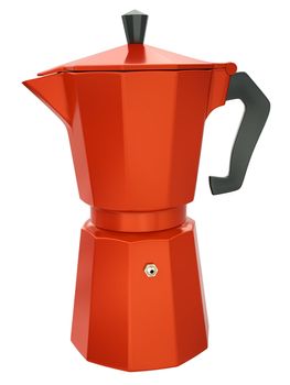 Red coffee maker isolated on white background. 3D render.