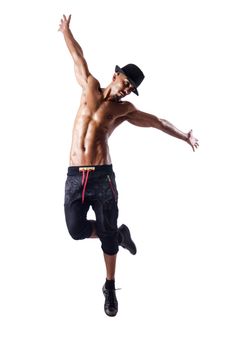 Muscular dancer isolated on white