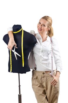 Woman tailor working on dress 