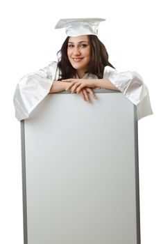 Young student with blank board