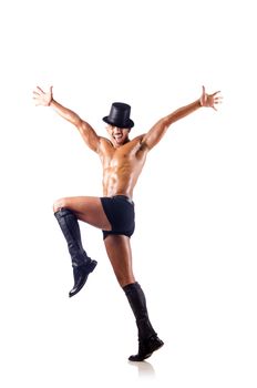Half nude dancer isolated on white