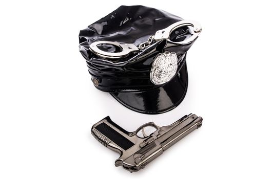 Police accessories isolated on white