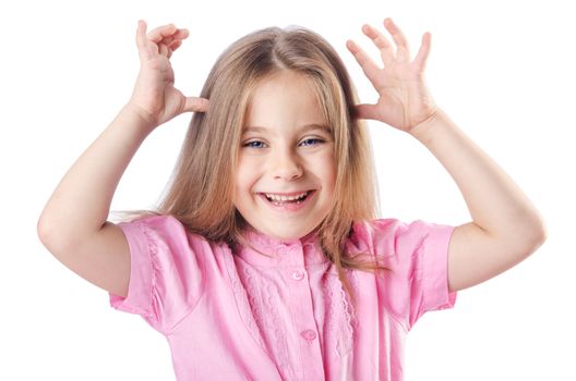 Cute little girl isolated on the white