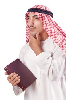 Arab man praying on white