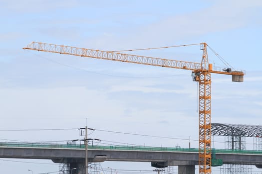 Sky Train System's construction at Bangbuathong, Nonthaburi, Thailand.