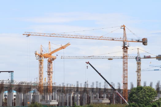 Sky Train System's construction at Bangbuathong, Nonthaburi, Thailand.