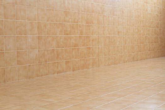 glossy ornamental stone tiled wall and floor in spacious bath room