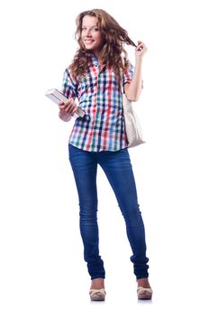Young student isolated on the white