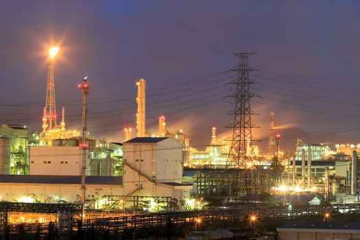 Oil refinery at twilight (Map Ta Phut Industrial Estate Rayong Thailand)