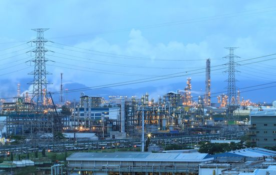 Oil refinery at twilight (Map Ta Phut Industrial Estate Rayong Thailand)