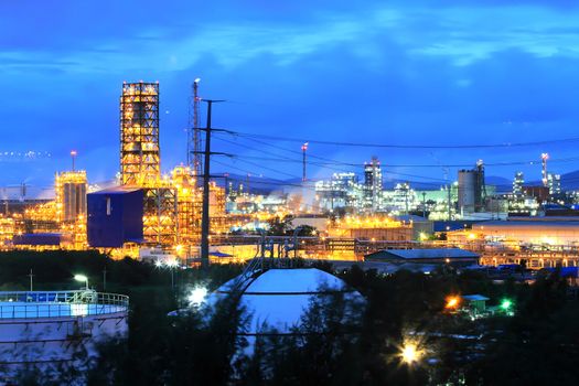 Oil refinery at twilight (Map Ta Phut Industrial Estate Rayong Thailand)