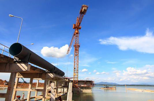 construction site with crane in background