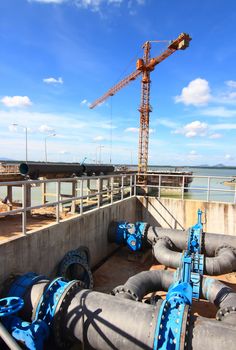 construction site with crane in background