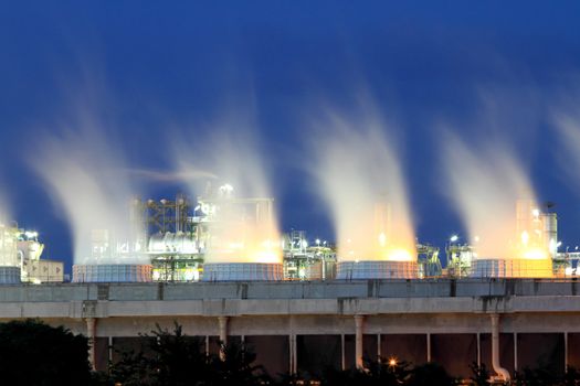 Oil refinery at twilight (Map Ta Phut Industrial Estate Rayong Thailand)