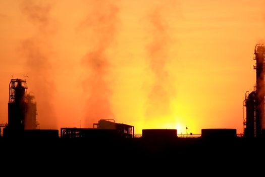 Oil refinery at twilight (Map Ta Phut Industrial Estate Rayong Thailand)