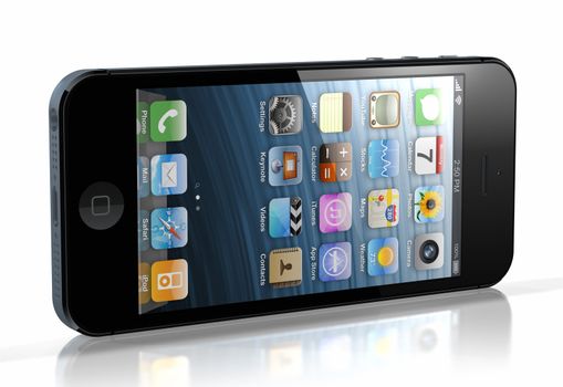 Galati, Romania- November 9, 2012: New Apple iPhone 5 was released for sale by Apple Inc on September 12, 2012. 