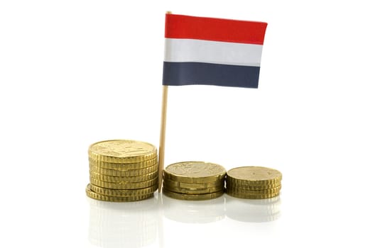 dutch flag with euro coins isolated on white