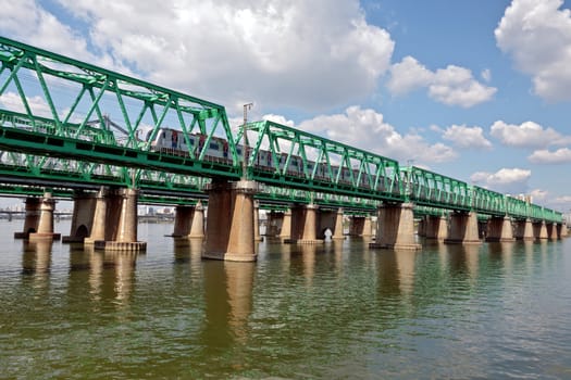 View of Hangang railway bridge with a train