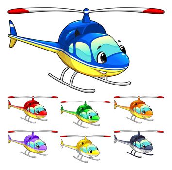 Funny helicopter. Cartoon and vector isolated character. Funny helicopter. Cartoon and vector isolated character.

