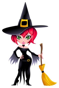 Funny witch. Cartoon and vector isolated character Funny witch. Cartoon and vector isolated character