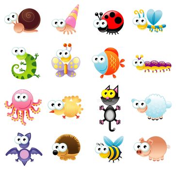 Family of funny animals. Vector isolated characters Family of funny animals. Vector isolated characters