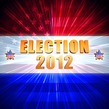 3d word election and year 2012 with shining american flag and stars