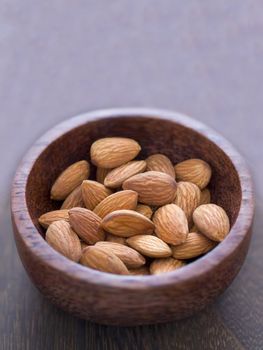 close up of a bowl of almonds