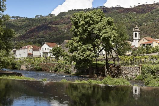 River passing by a small village in central Portugal