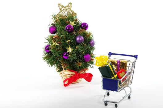 Christmas xmas shopping isolated on white background