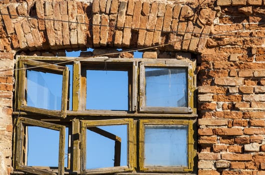 Old grunge destroyed country factory broken windows