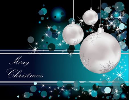 Merry Christmas  background silver and blue