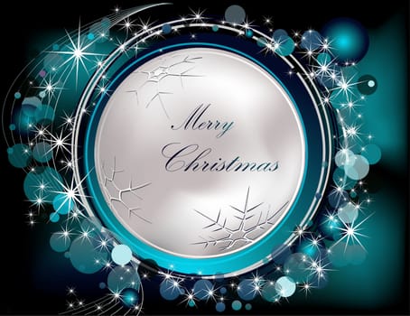 Merry Christmas  background silver and blue