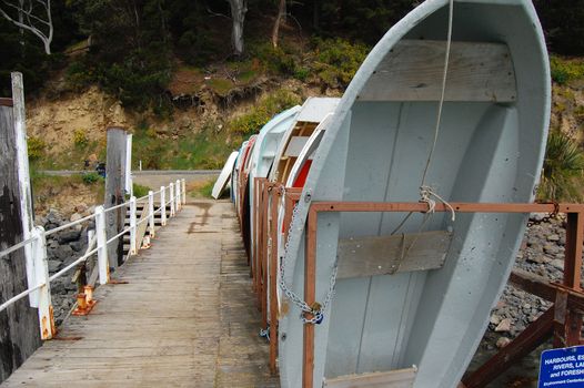 Boats on the pier, Banks Peninsula, New Zealand